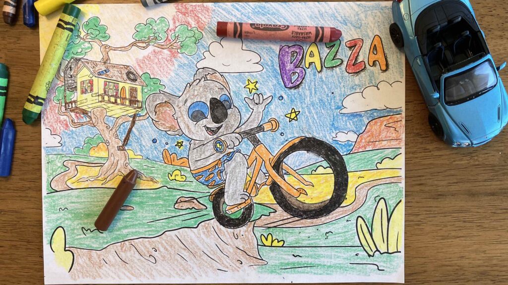 Bazza Has a Stack colouring page