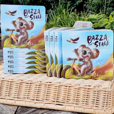 Copies of children's book 'Bazza Has a Stack' from the Gold Coast, Australia