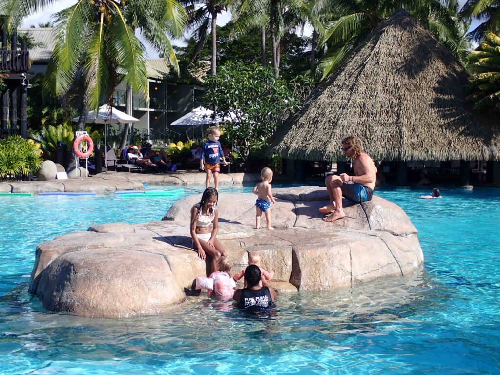 fiji places to stay - swimming pool at DoubleTree Resort By Hilton Hotel Fiji on Sonaisali Island